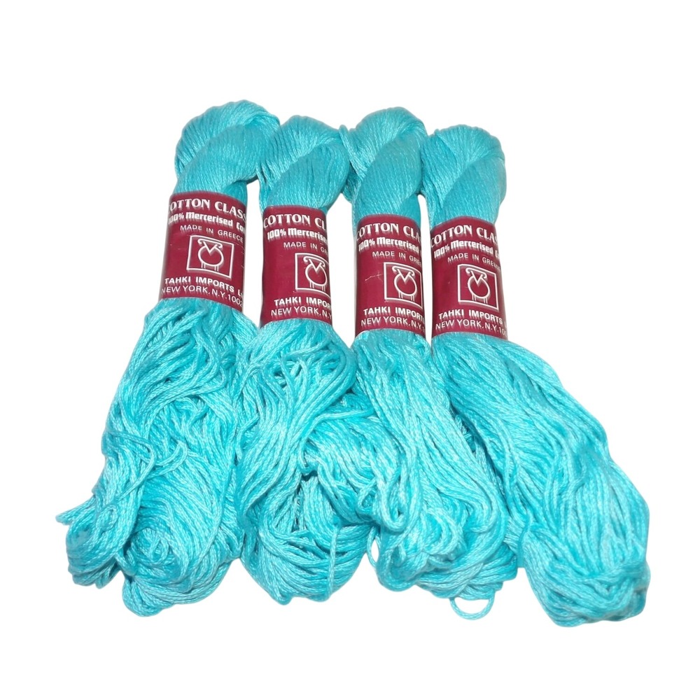 Tahki Imports Cotton Classic 100% Mercerized Cotton Yarn Turquoise Blue 4 Skeins